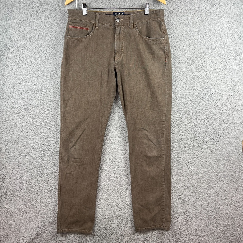 Halsey Brandon Variegated Herringbone 5 Pocket Pants Chino Mens 33x34 (A: 33x33)